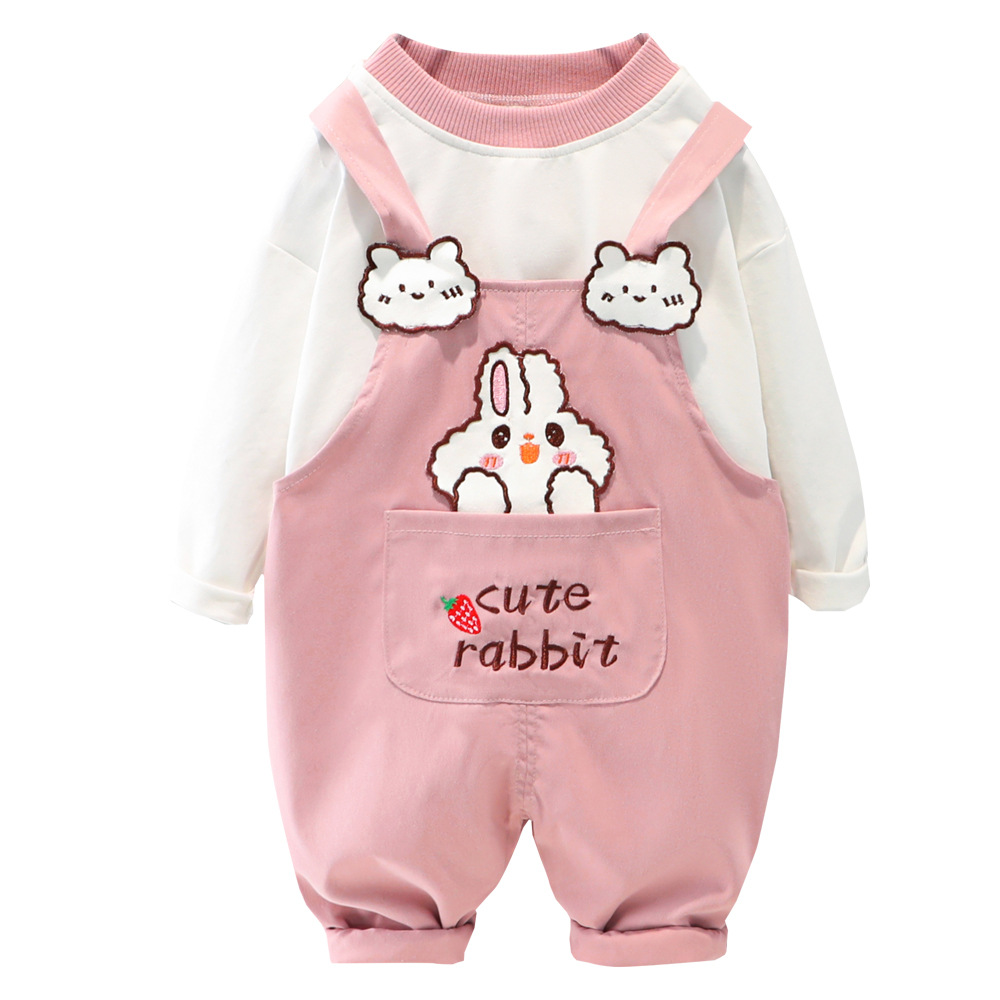 3077 Primavera e Outono Infantil Bebê Camiseta Alça Calça Casual Esportes Manga Comprida Conjunto de Duas Peças_voghion.com