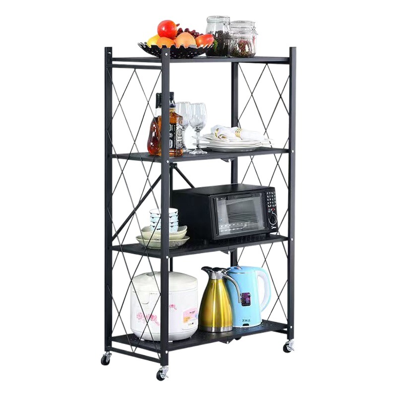 Estante de almacenamiento de cocina sin instalación suministros plegables tipo de piso horno de múltiples capas estante de la olla horno de microondas estante de almacenamiento