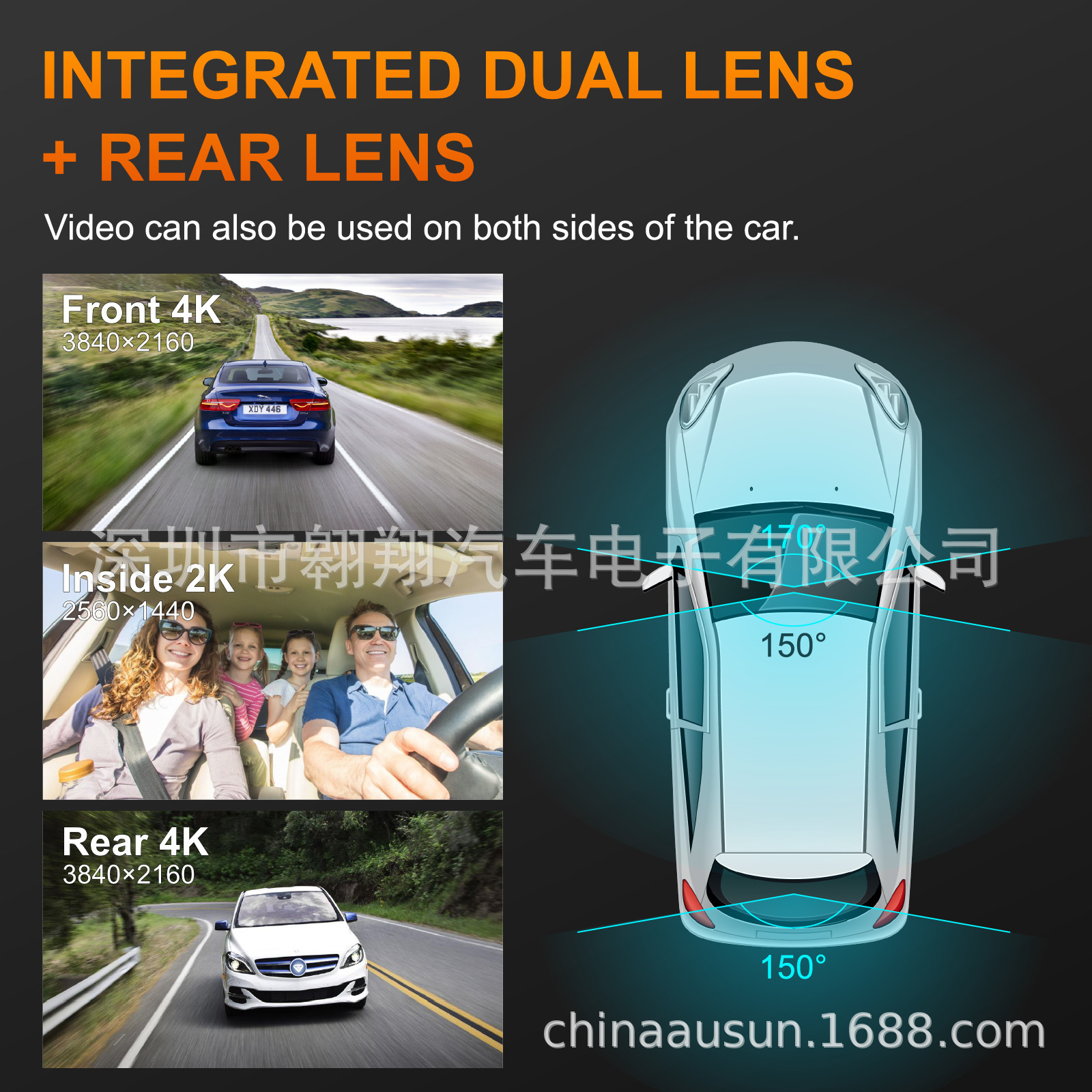 Cross-Border New Model Wifi Recorder with Mobile Phone Connectivity, Gps Parking Monitoring, High-Definition Driving Recorder 4Kadas