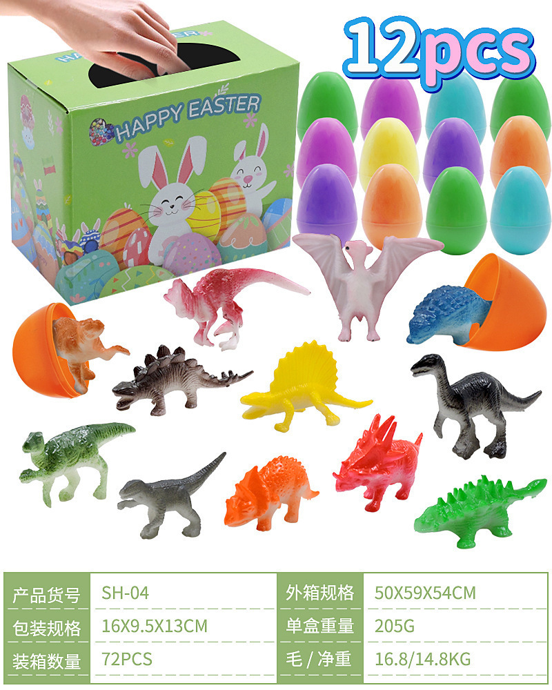 Nuevo producto Huevo de Pascua Impresión Pintado Cáscara de Gata Huevo abierto de plástico Regalo de fiesta Juego de juguetes