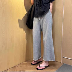 25秋季3331新款九分裤卷边直筒裤卫裤女梨形身材微胖显瘦阔腿裤