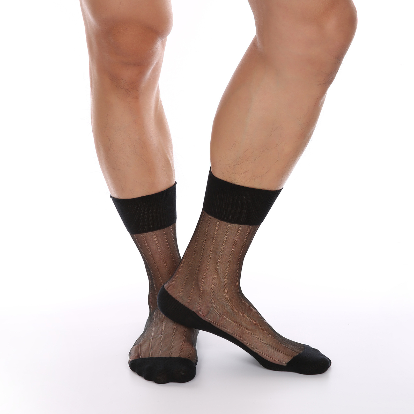 CLEVER-MENMODESummer Men's Sexy Hollow Thin Mesh Stockings Mid-length Simple Solid Color Socks