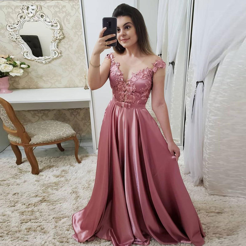 Vestido de noche largo de encaje y satén, estilo europeo y americano, para comercio exterior, Amazon, AliExpress, Wish, vestido de fiesta, entallado
