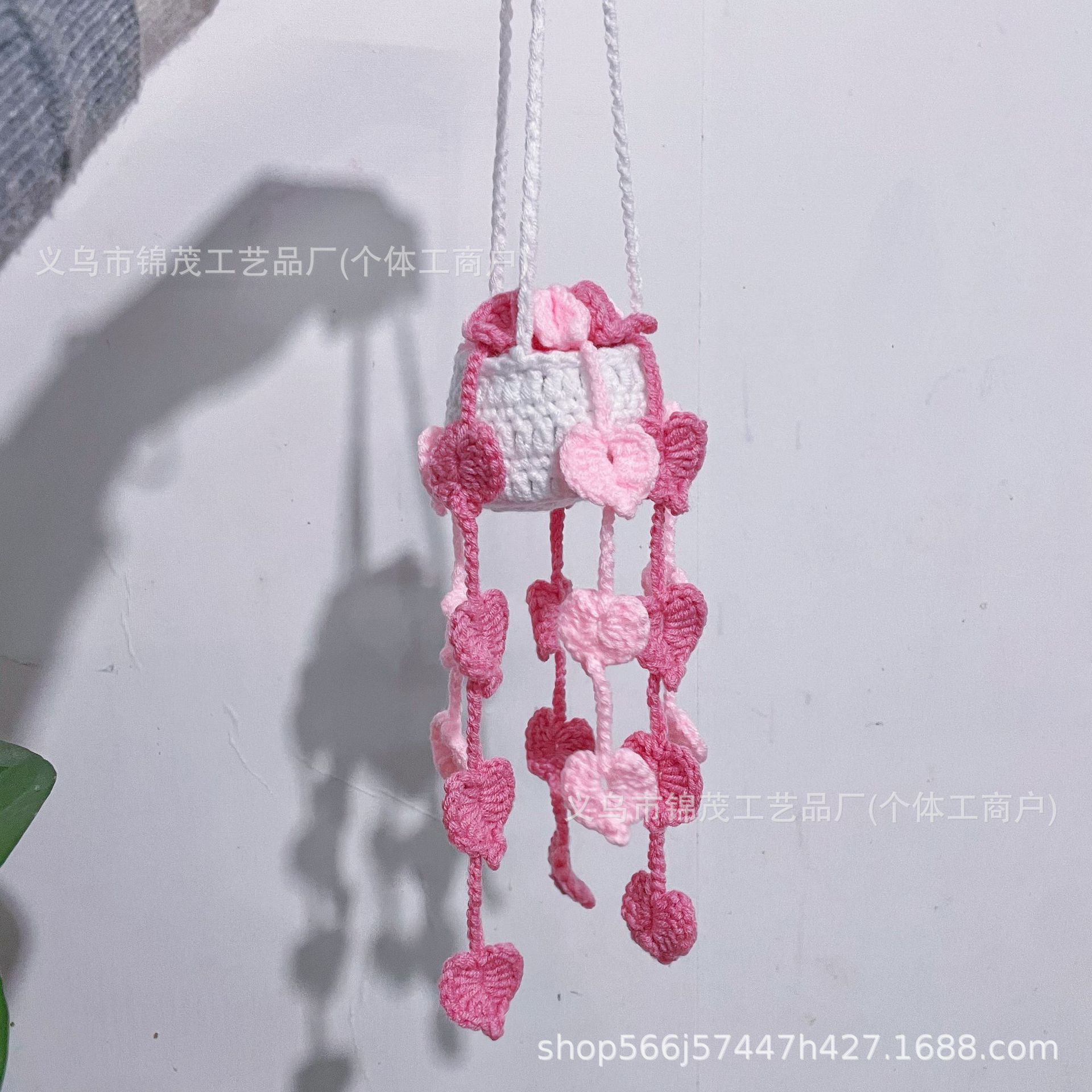 Car Plant Hanging, Yà mǎ Car hanging - new-heart-shaped-pink-leaf-flower-basket