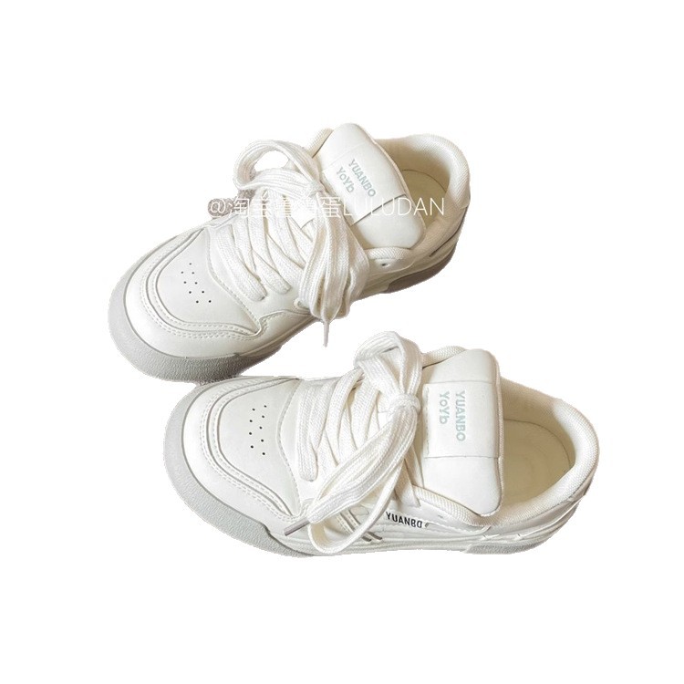 Color sólido simple zapatos de pan casuales de otoño 2025 nuevos zapatos de patineta coreanos de estilo Harajuku zapatos blancos para mujeres