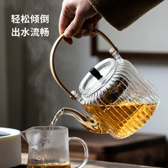 熱玻璃煮茶壺煮茶器泡茶器加厚提梁壺側把單壺燒水壺蒸茶