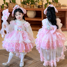 美乐蒂洛丽塔秋装新款女童洋气蕾丝蓬蓬裙宝宝生日公主裙四季款