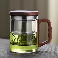 ガラスティーカップ家庭用茶水分離フィルター付きオフィス個人用ウォーターカップメンズカップ卸売