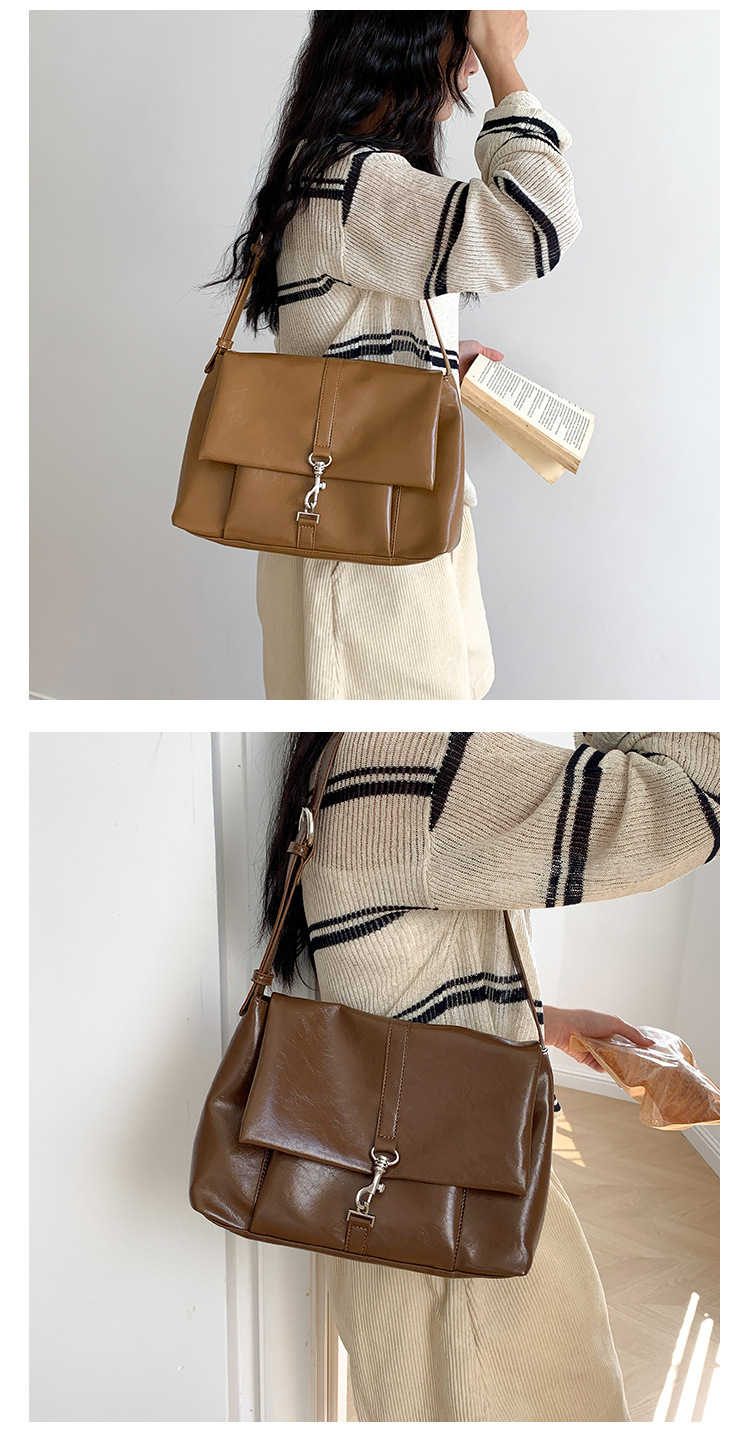 Nuova borsa a tracolla in morbida pelle PU per donna, versatile, grande capacità, con nicchia sottobraccio, fibbia a gancio con patta,_voghion.com