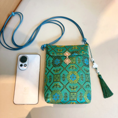 新中国式オリジナル国風新中国式錦織の斜め掛け刺繍と漢服のチャイナドレスの携帯電話のカバン