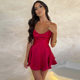 Factory Outlet in stock Europe and the United States Summer Hot Slim Temperament Sling Satin Backless Strap Solid Color Women's dress