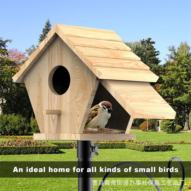 Madera nido de pájaros decoración de jardín abierto nido de pájaros caja de cría de pájaros casa de pájaros alimentador de madera sólida