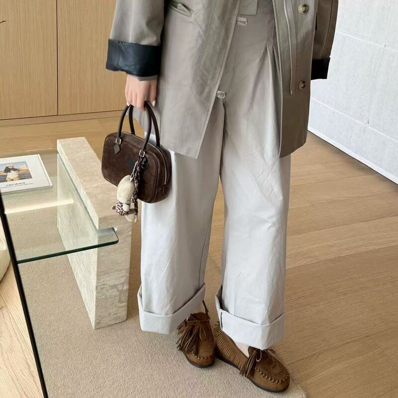 滨莉欧洲站女秋季网红新款内增高磨砂皮编织流苏圆头平底舒适单鞋|undefined
