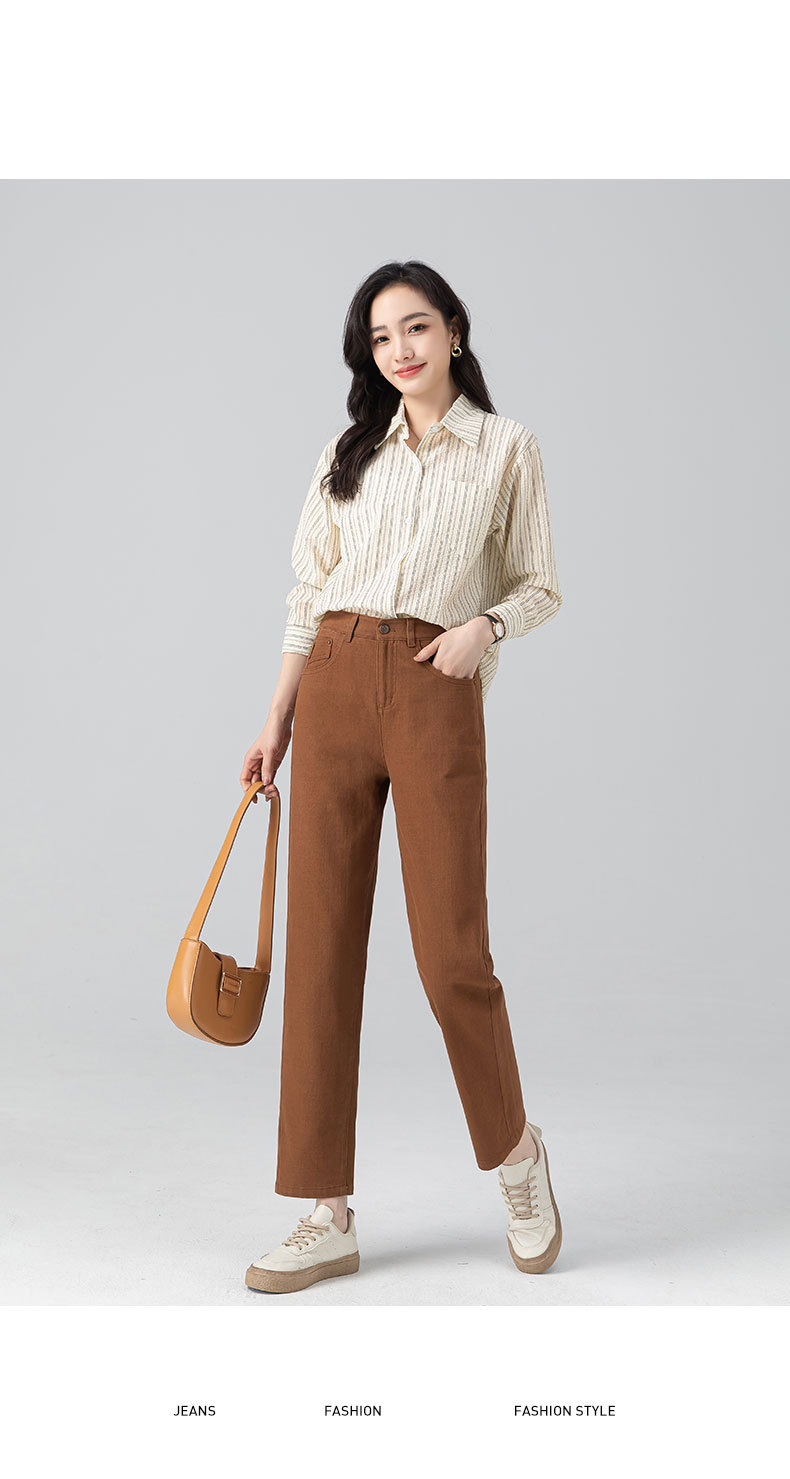 Quần tây nữ ống đứng cạp cao dáng suông tôn dáng — Màu be chi tiết 18