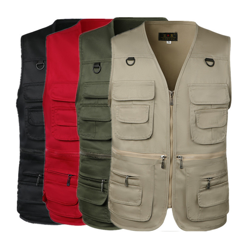 Spring and Autumn plus size Men's Middle-aged and Elderly Vest Men's Multi-pocket Photography Work Clothes Vest Men's Polyester Cotton Canvas 18 Spring and Autumn plus size Men's Middle-aged and Elderly Vest Men's Multi-pocket Photography Work Clothes Vest Men's Polyester Cotton Canvas 18