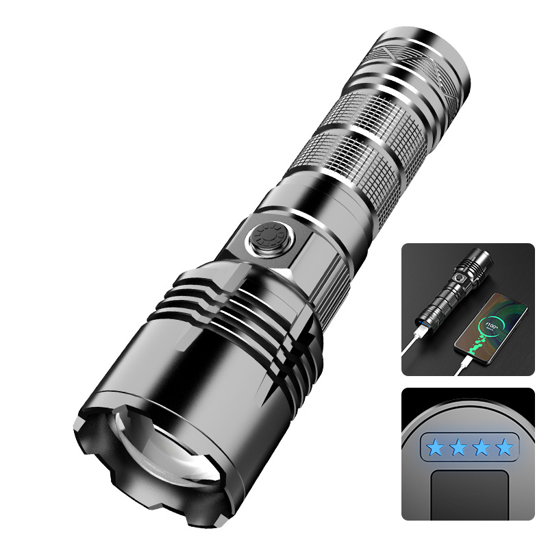 Blanco linterna láser Pantalla de potencia de carga del teléfono móvil linterna de aleación de aluminio linterna de iluminación portátil transfronteriza nuevo producto