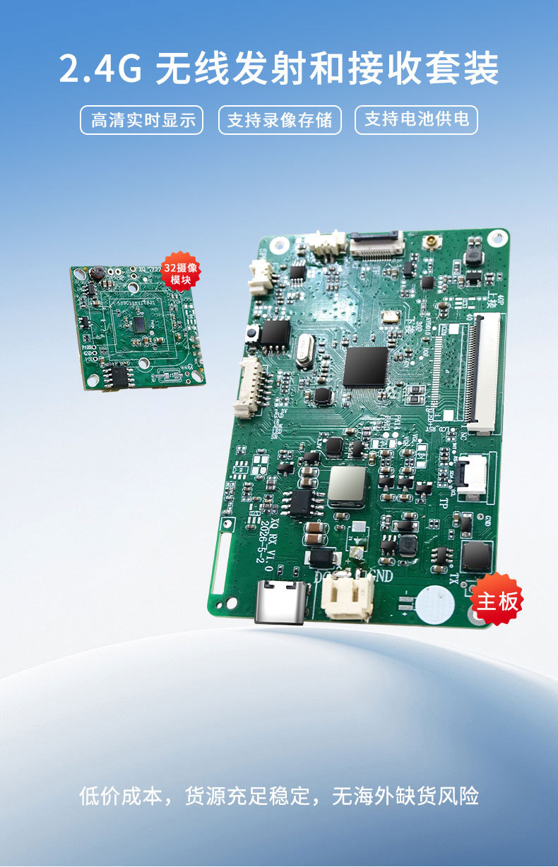 Dashcam 2.4G Wireless Transmitter and Receiver Kit Network Signal Amplifier Chip Motherboard Solution Development