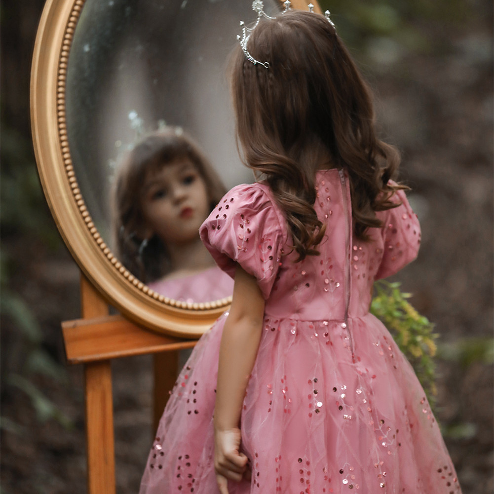 兒童禮服公主裙泡泡袖六一花童小女孩演出蓬蓬紗裙圣誕萬圣節(jié)服裝