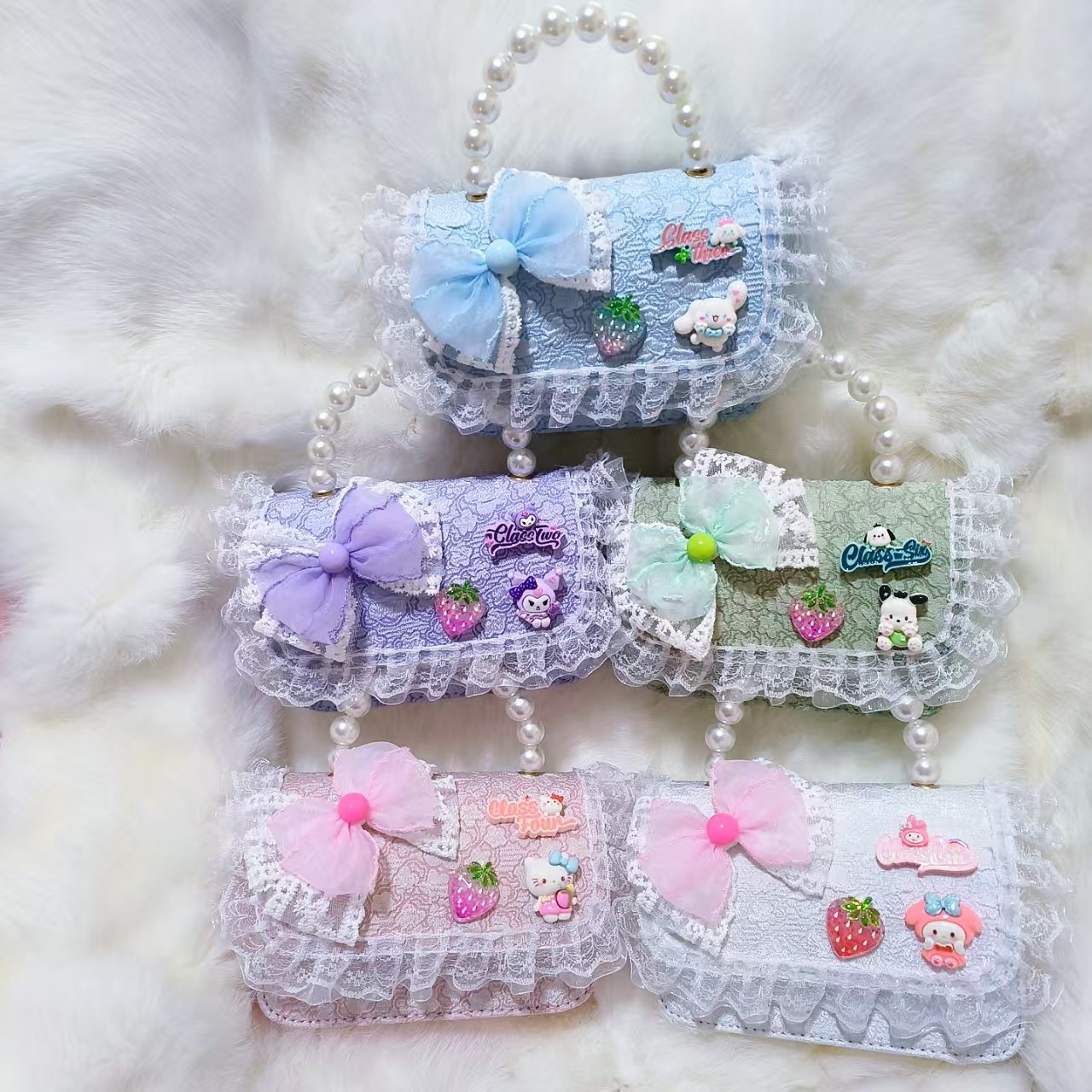 Bolso de perlas, bolso de cambio, bolso de accesorios, bolso de Año Nuevo para chicas, bolso de Año Nuevo, bolso pequeño, bolso cuadrado.