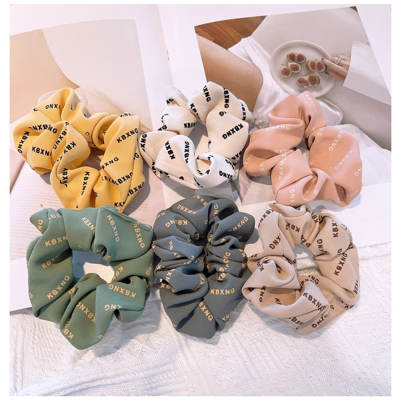 15g Weight Headwear Classification Birthday Occasion Geometric Pattern Women'S Gender Retro Style Khaki, White, Green, Blue, Yellow, Black Color Korean Retro Letter Wave Dot Hair Scrunchies 15
