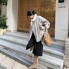 7611素予复古仿羊羔毛90白鸭绒羽绒服小众设计工装风学生保暖外套