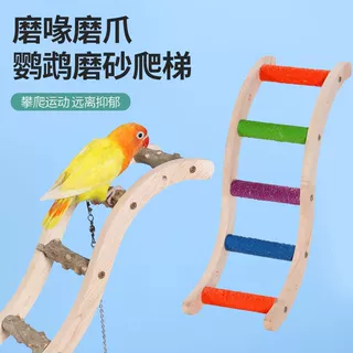 虎皮牡丹鹦鹉玩具小鸟互动爬梯攀爬绳秋千配件用品云梯木梯磨爪嘴