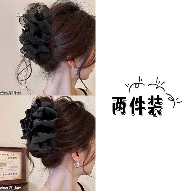 Clip de abrazadera de arco de satén negro detrás de la cabeza grande tiburón clips princesa clip de cabello red tarjeta de cabello rojo adornamiento para el cabello explosivo