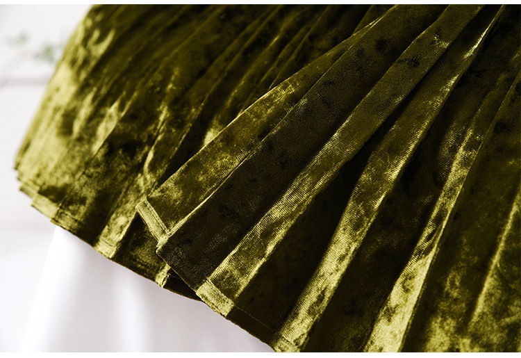 Abbigliamento donna gonna in velluto a rombi a cinque colori gonna a pieghe a fisarmonica lucida per donna lunghezza media autunno e inverno 2024_voghion.com