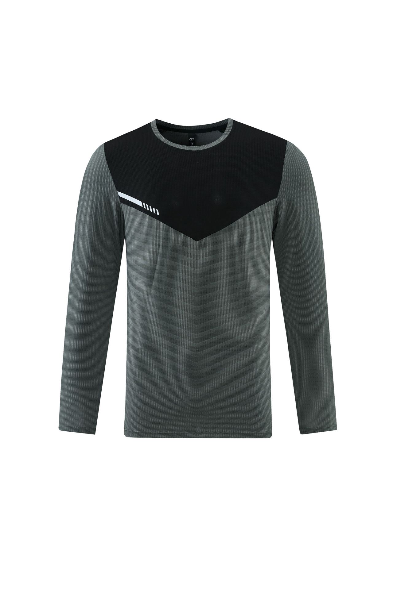 Nuevo color casual a juego de manga larga ropa de secado rápido para hombres transpirable reflectante raya deportes sudor absorbente cuello redondo correr ropa de entrenamiento camiseta