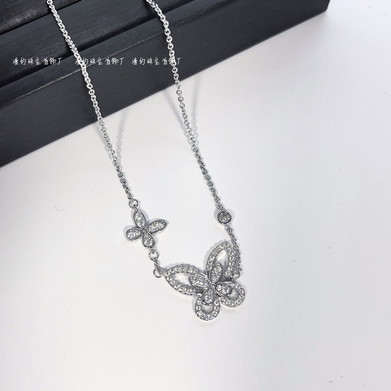 高品質 GJ フルダイヤモンドファントムバタフライネックレスレディースライトラグジュアリーニッチ 5A ジルコンファン藤の花鎖骨チェーン|undefined