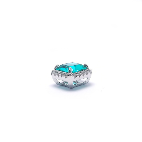 European and American high-end luxury Paraiba square pendant female princess cut through hole bracelet accessories dual-use diy jewelry