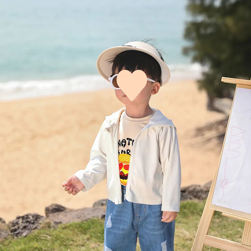 어린이 태양 옷 50 개 자외선 코트 어린이 후드 여름 옷  소년과 소녀 얇은 에어컨 셔츠