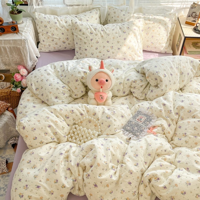 Cama de cuatro piezas de algodón 2025, nueva sábanas de algodón, colcha de cama, cama de cama, dormitorio de estudiantes, tres piezas