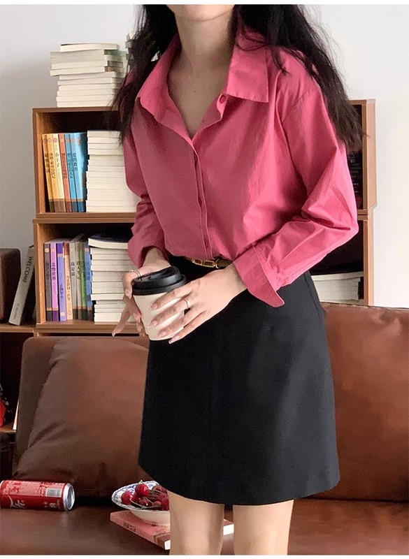 2025秋季新款solighter法式复古蓝色长袖衬衫女潮|undefined