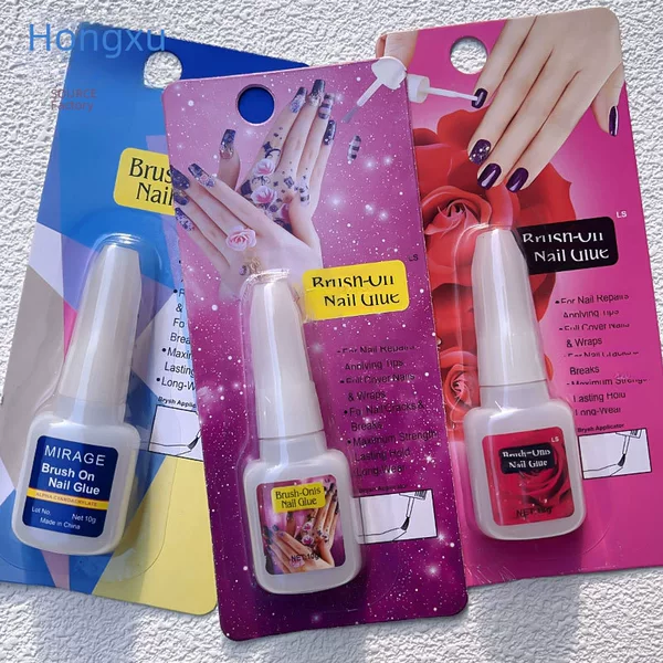 Foreign Trade Cross-border Nail Glue 10g Independent Wear Fake Nail Jewelry with Brush Head Nail Glue