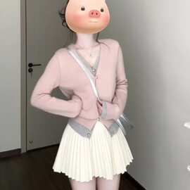 假两件针织衫开衫外套女春秋季2025早秋新款设计感毛衣打底衫上衣