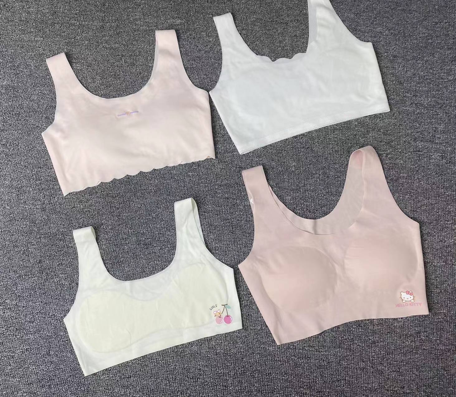 Diverso Chaleco de algodón puro para niñas de verano sujetador Delgado ropa interior de desarrollo inalámbrico brillante sujetador de Estudiante