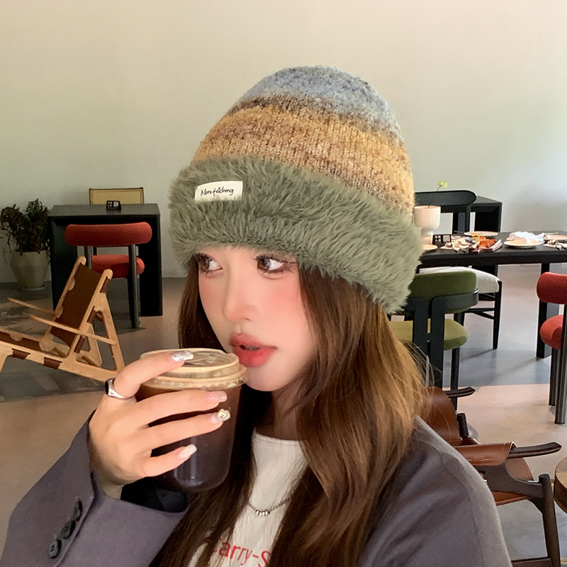 Knitted Beanie Hat For Women Warm Plush Versatile Ear Protection_voghion.com