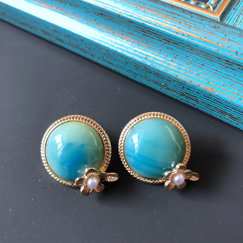 Wholesale Jewelry Retro Green Blue Gemstone Earrings Nihaojewelry display picture 7