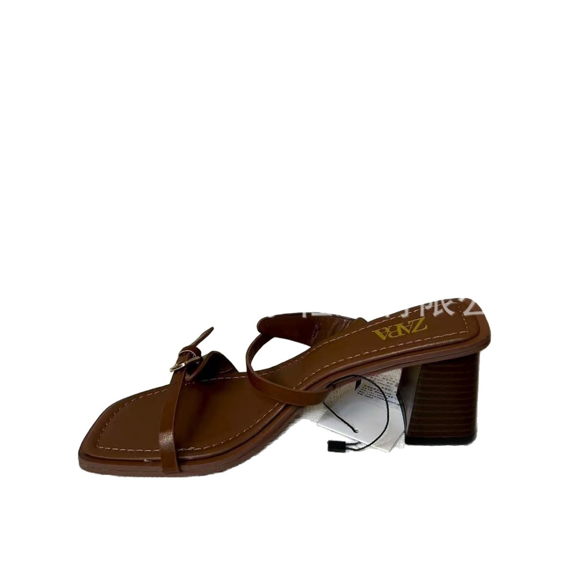 ZA2024 nuevo verano con sandalias de tacón alto para mujeres con cabeza cuadrada universal simple moda zapatillas de tacón grueso