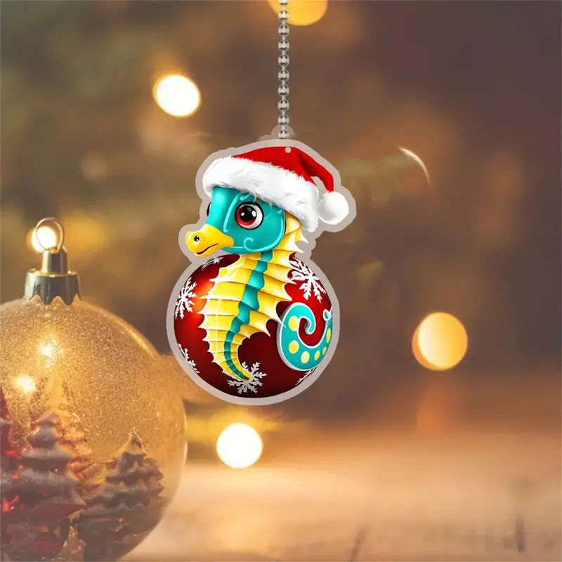 2D Navidad creativa encantadora colgante de vacaciones dragón de color plano transfronterizo colgante de espejo retrovisor colgante de mochila