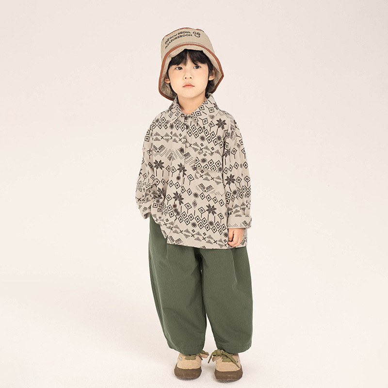 Changguo ropa para niños camisa de niños primavera nueva camisa retro de primavera y otoño para niños camisa de manga larga de estilo coreano para niños