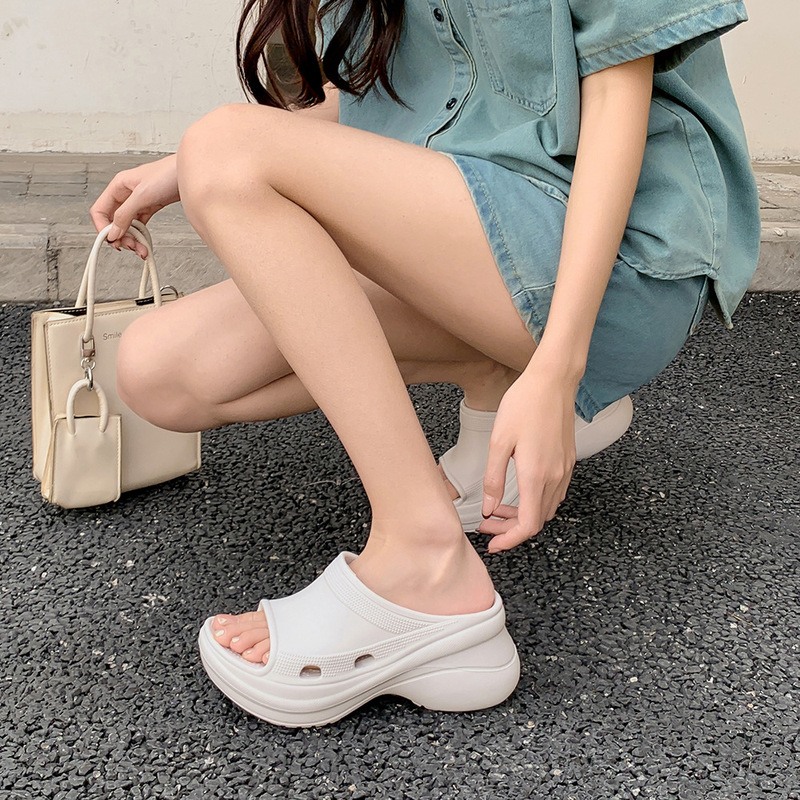 Women's Thick-Soled Slippers, Trendy Eva Soft-Soled Wedge Sandals for Outdoor Wear, Paris-Style Slippers Specially Designed for Ins Fashion