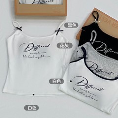 One-piece cup Korean suspender letter printed thin shoulder straps with sweet slim fit and versatile thin suspender vest 2578