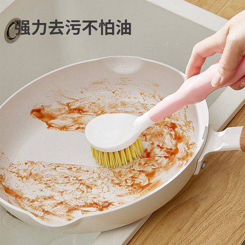 Nylon pot brush, multi-functional long-handled dish brush, kitchen cleaning brush, beech wood handle cleaning pot brush