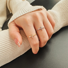 s925纯银戒指女 时尚新款十字架镶钻指环 简约百搭小众设计感