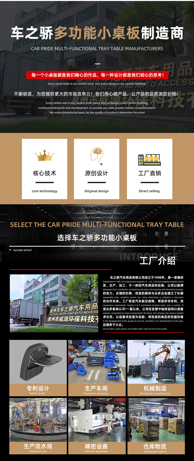 Factory Direct Sales Suitable for Toyota Sienna Car Dining Table, Business Car Modification, Sienna Car Small Table