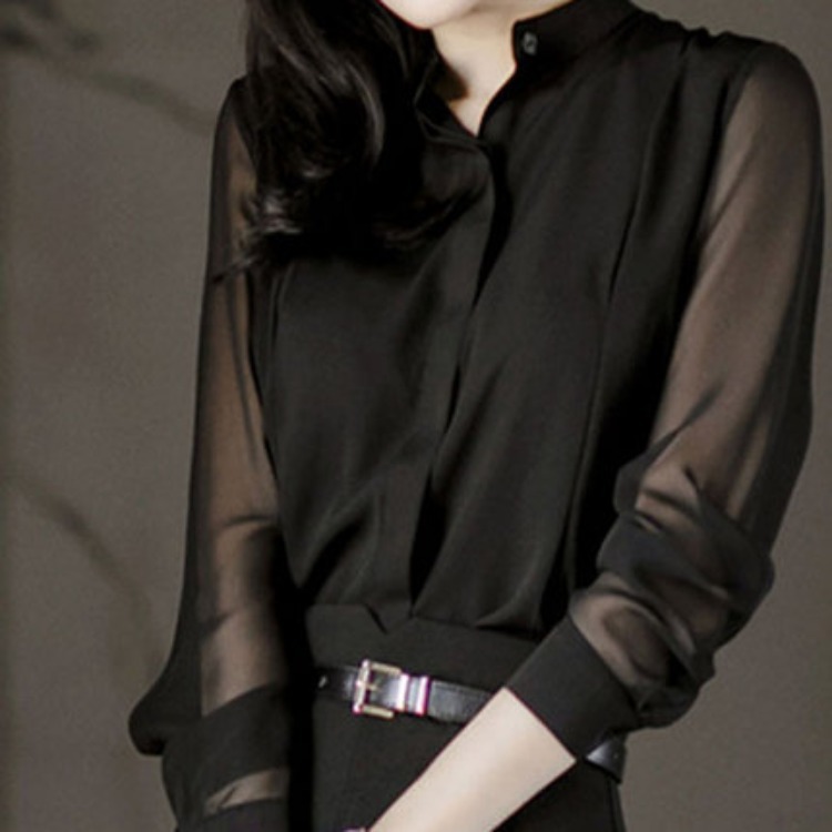 summer black shiffon sexy shirt
