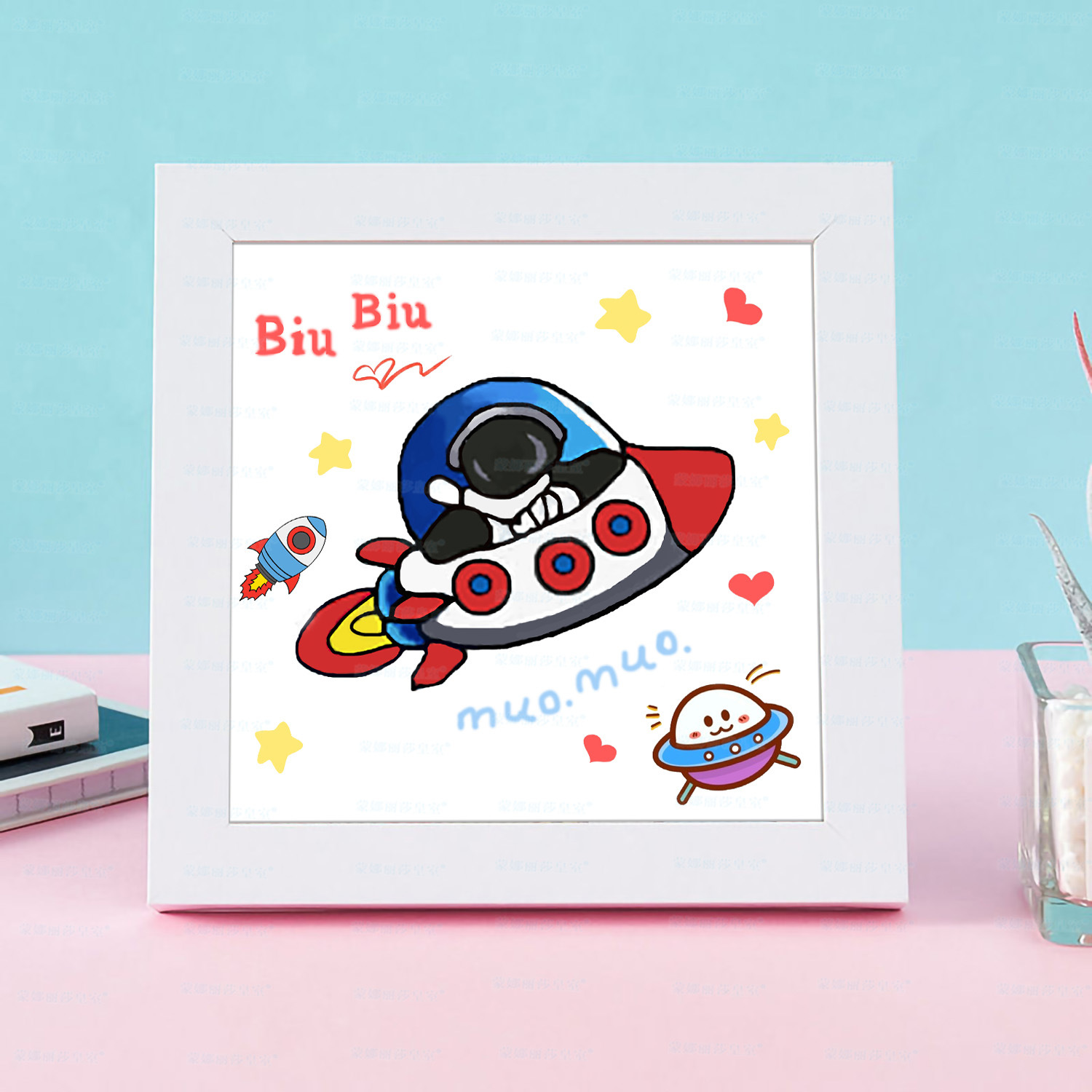 【Colección con marco】Auténtico punto de cruz de la Mona Lisa, punto de cruz infantil con dibujos animados. image 13