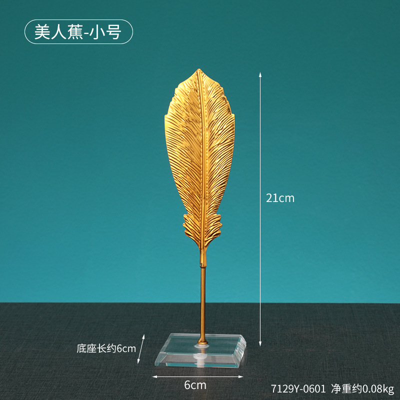 北欧風の軽い豪華な金色の鉄芸の葉の装飾品感の小さい大衆の客間のテレビの箱の酒の箱のテーブルの置物|undefined